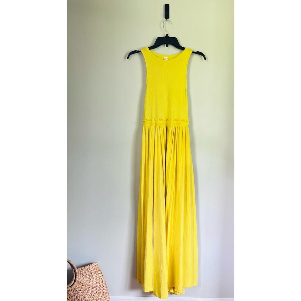 Anthropologie Daily Practice Jump High Yellow Maxi Cutout Sundress Size …